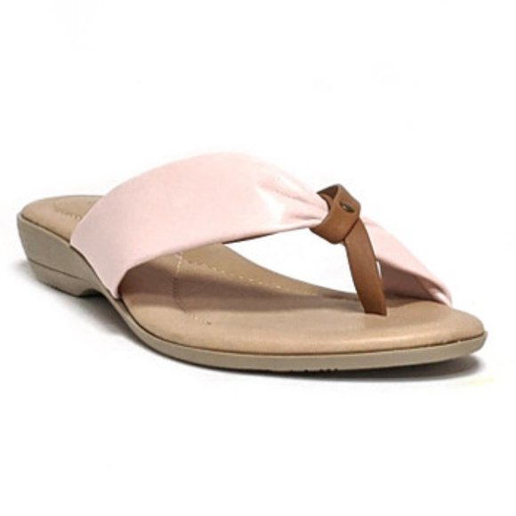 Enjoiya Shoes - Blush Pink / Brown Thong Sandal